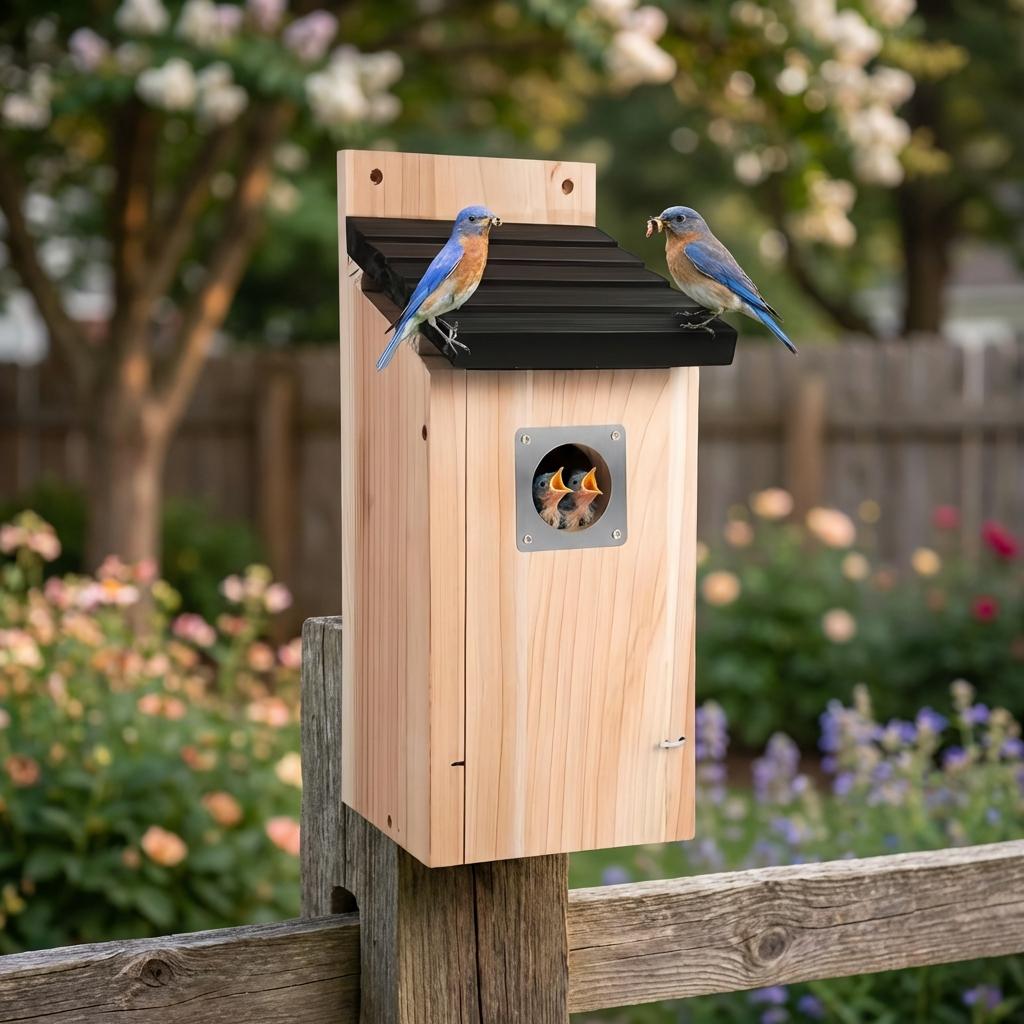 Bird Houses for Outside Cedar Bird House Outdoor, Bluebird Finch Swallow Wren Chickadee Assembly Required
