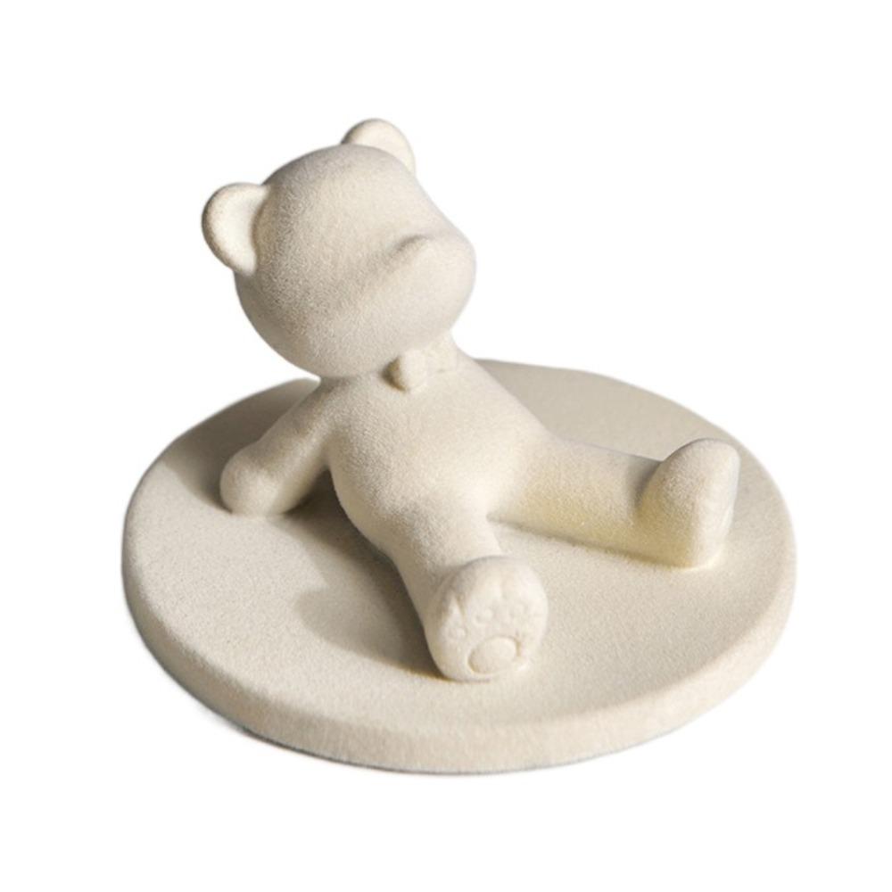 

Phone Statue Flocking Bear Phone Stand Resin Cartoon Lazy Bracket Home Office Style D