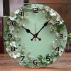Romantic Green Wreath Wooden Round Silent Hanging Wall Clock,Suitable For Living Room, Office,Study Room,Bedroom,Home Decoration