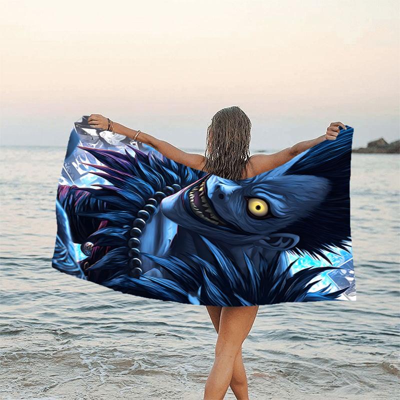 1pc D-Death Note1 Beach Towel, Beach and Seaside Swimming Pool Equipment, Fashion Pattern, Rectangular, Travel Essentials