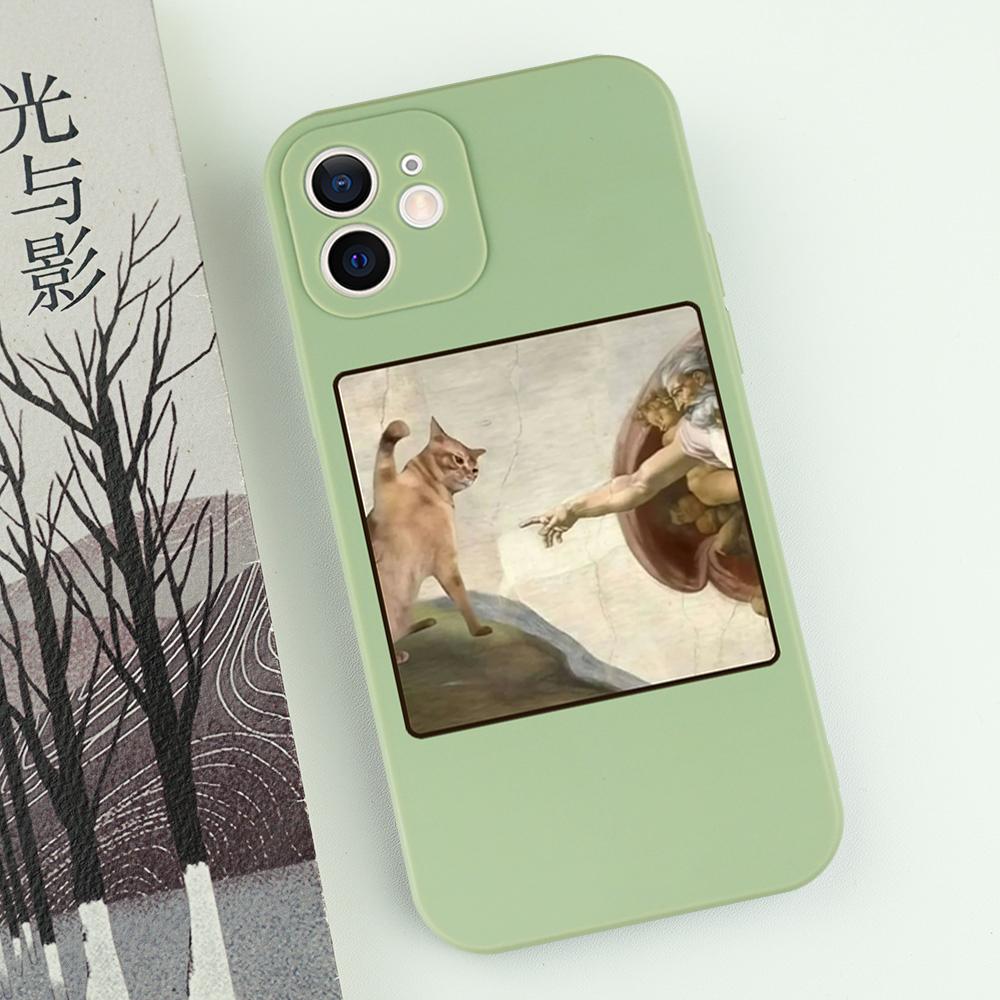 Famous Painting Cat Phone Case For iPhone 16 15 14 13 12 11 Pro Max Mini X XS SE 7 8 Plus 16E Shockproof Non-Slip Cover Fundas