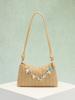 Pp Woven Crossbody Bag With Shell Pendant For Beach Vacation And Casual Wear