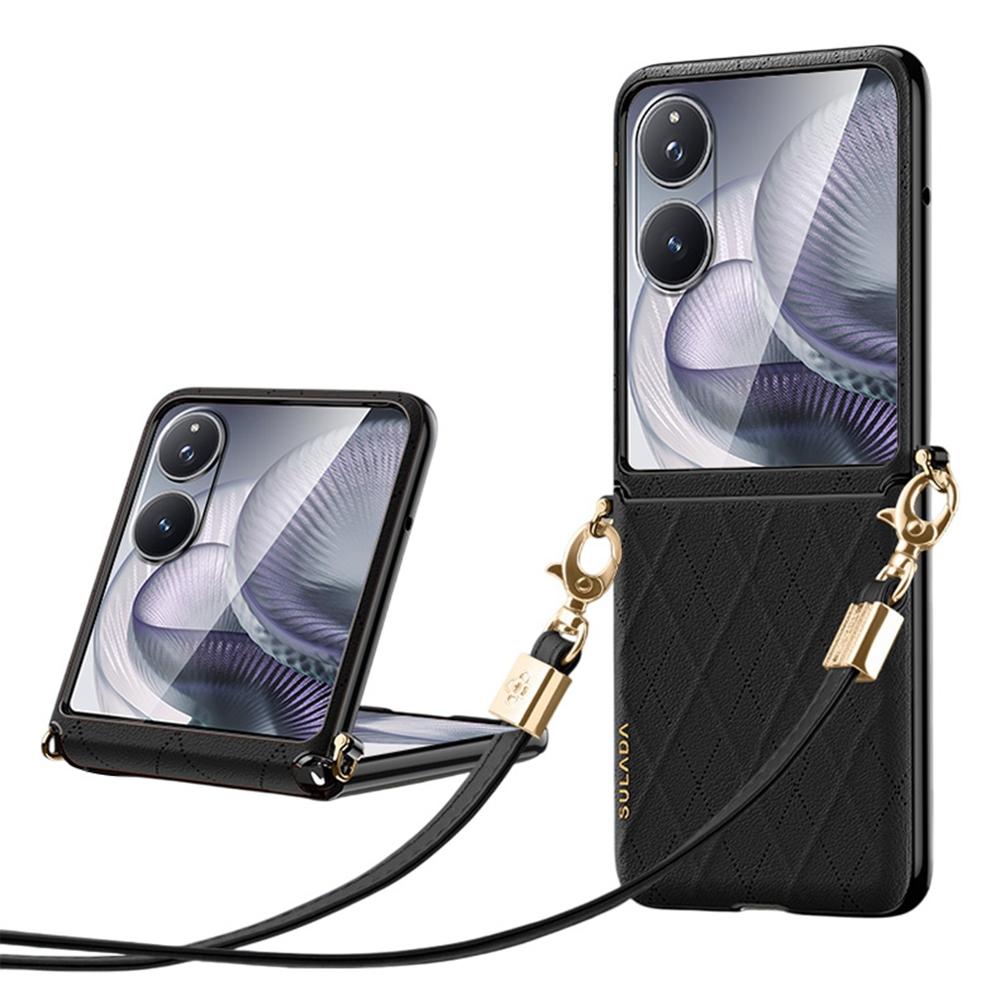 SULADA Pro Xiaomi Mix Flip 2 Pouzdro Kosočtvercové Kožené+PC Kryt na Telefon s Ramenním Popruhem
