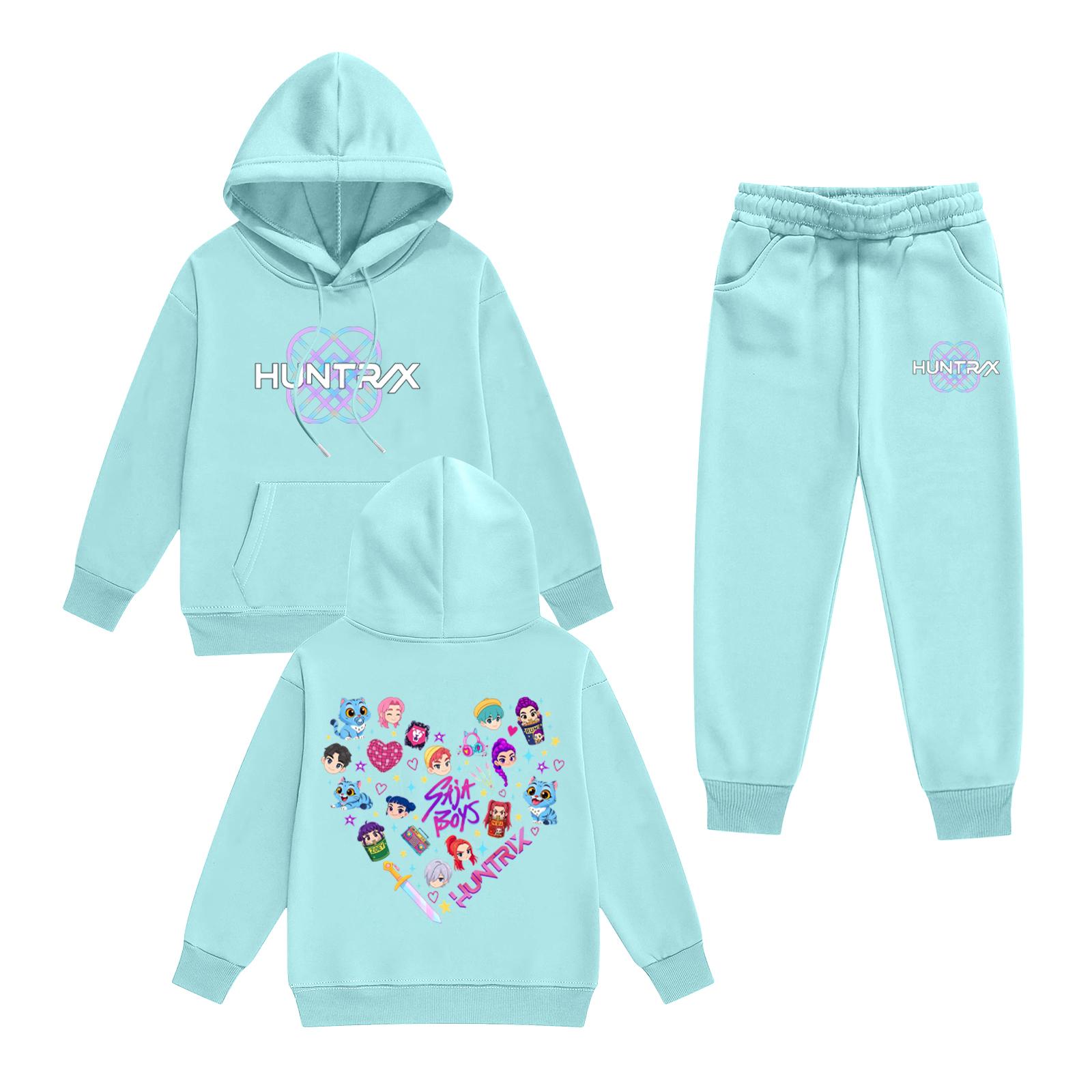 

Kids Long Sleeve Loose Pullover Letter Print Drawstring Hooded Sweatshirt Set 150