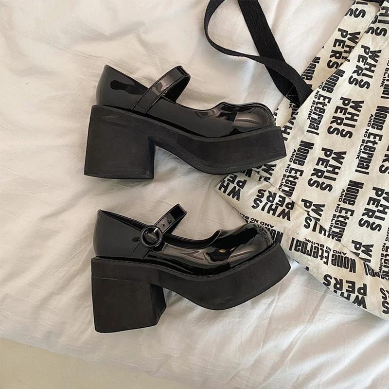 

Женские туфли Мэри Джейн на толстом каблуке и платформе, модные туфли с круглым носком JK Single, женская обувь для танцев и выпускного вечера 39