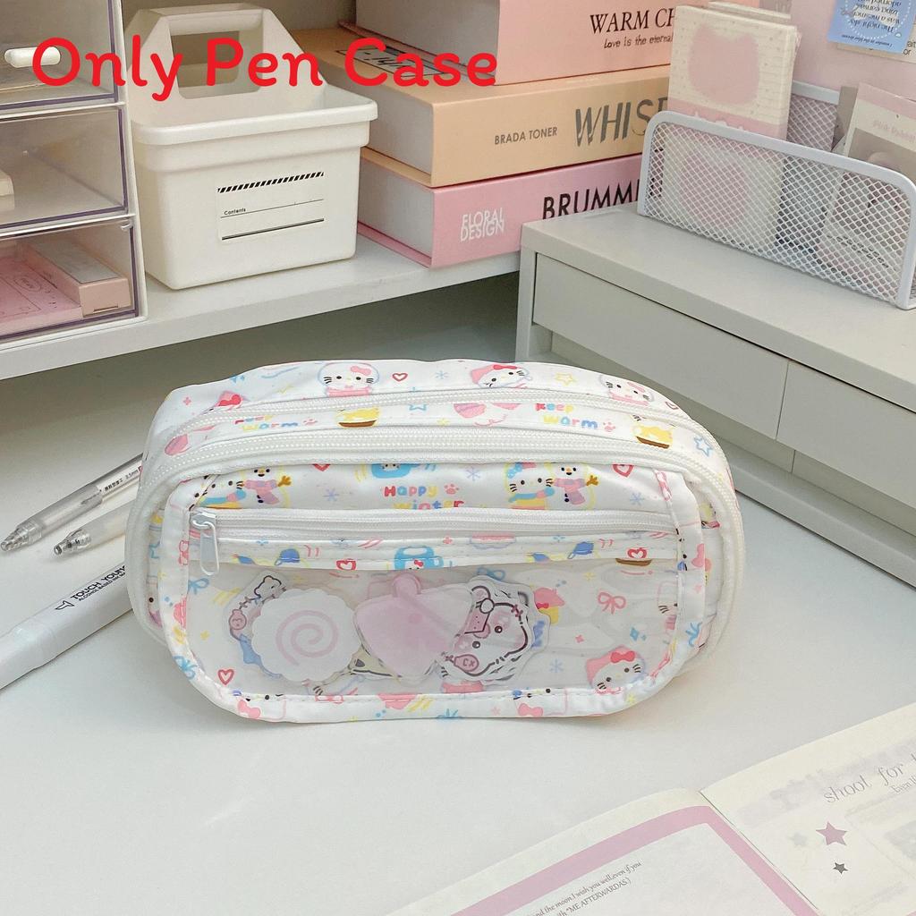 Small Red Book Cartoon Pencil Case With Multilayer Storage And Zipper For Students