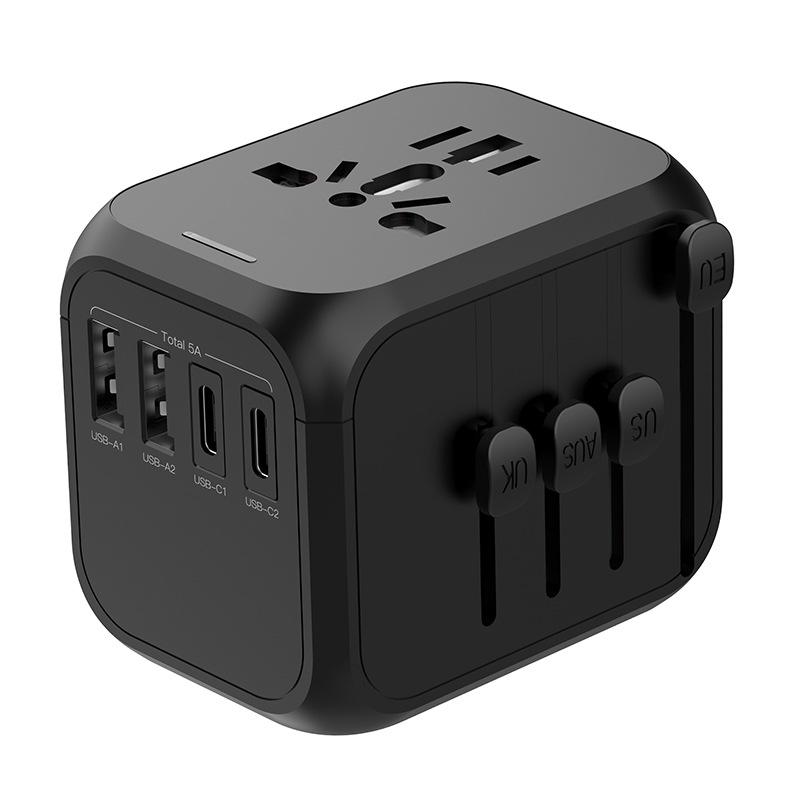 Upgraded Travel Adapter 2A2C: Multi-National Socket Converter for UK, AU, EU, US
