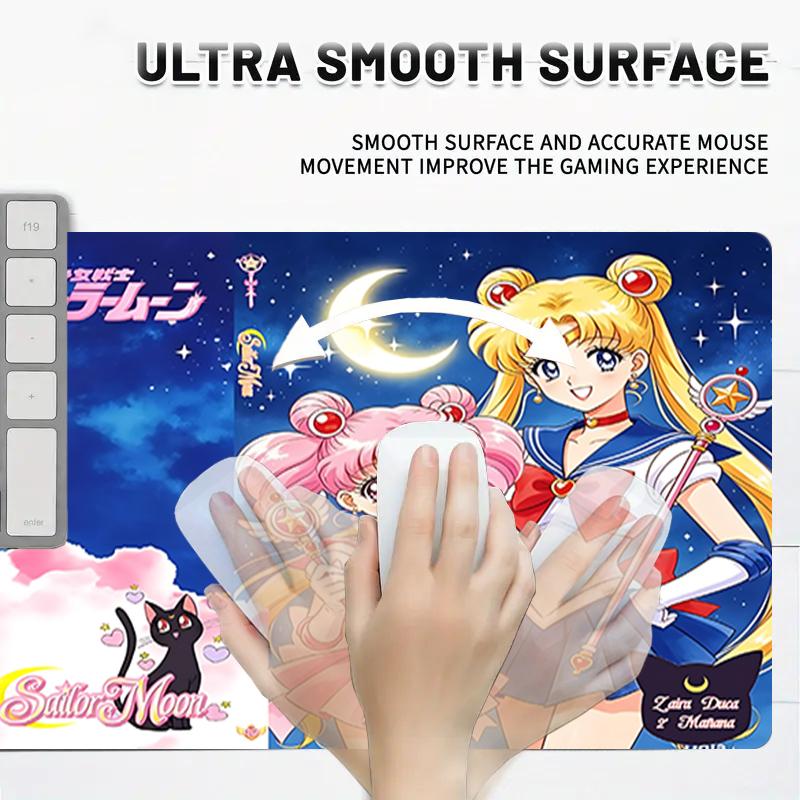 1Pc Moonlit Sailor Magic Gaming Mouse Pad Keyboard Desk Mat Non-slip Rubber Lock Edge Waterproof Computer Mousepad for Office Home Decor Y1505