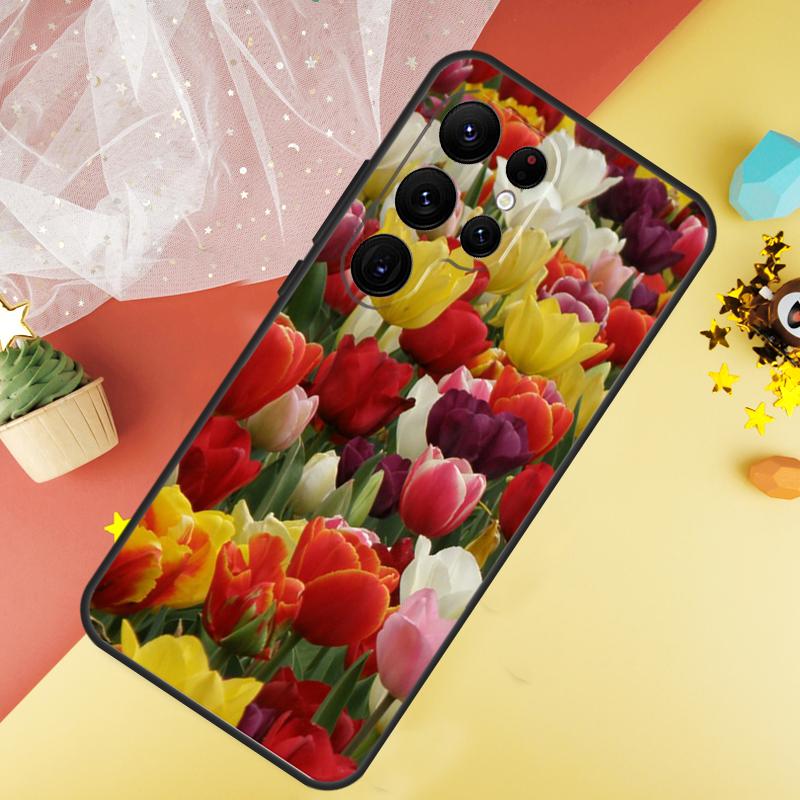 Tulip Flower Colorful Phone Case For Samsung Galaxy S26 S25 Ultra S23 FE S21 S20 S22 S24 Ultra S10 Plus Cover Coque