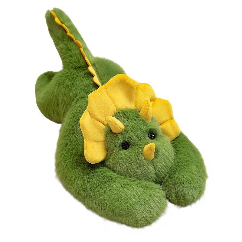 Cute Triceratops doll plush toy green dinosaur doll girl sleeping company soothing doll