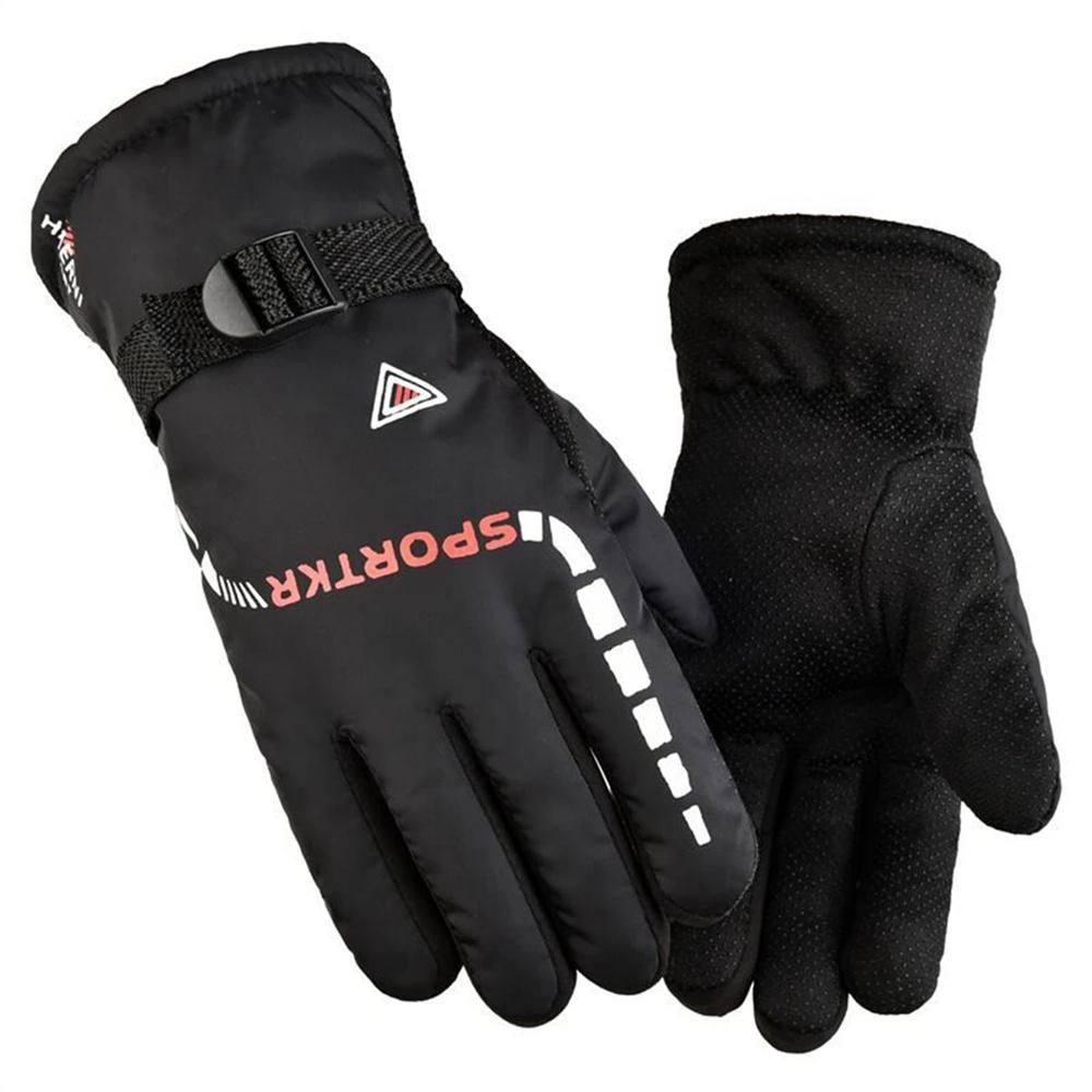 

Winter Unisex Full Finger Warm Gloves Thickened Fleece Waterproof Windproof Non Slip Outdoor Skiing Running Cycling Cold Weather