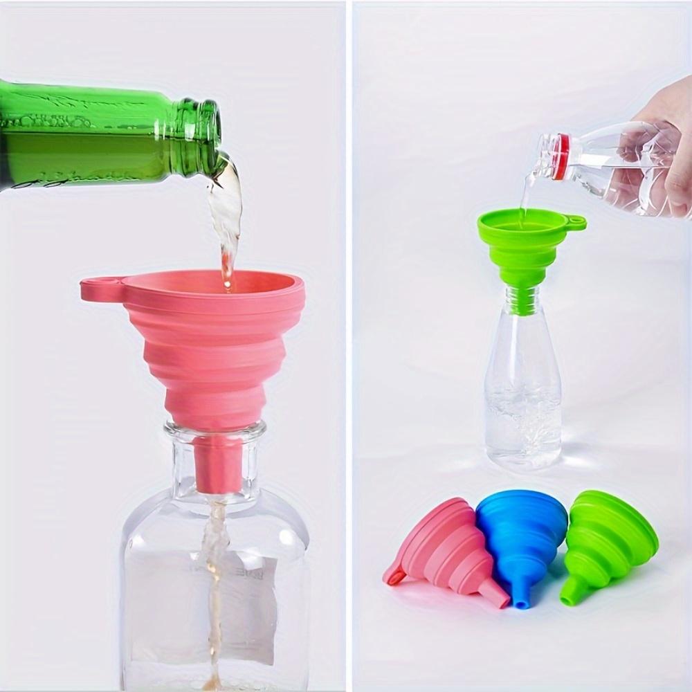 1pc Collapsible Silicone Funnel - Flexible, Foldable, Mini Funnel for Liquids, Jam, Beans, Automotive, Flask - Easy to Use