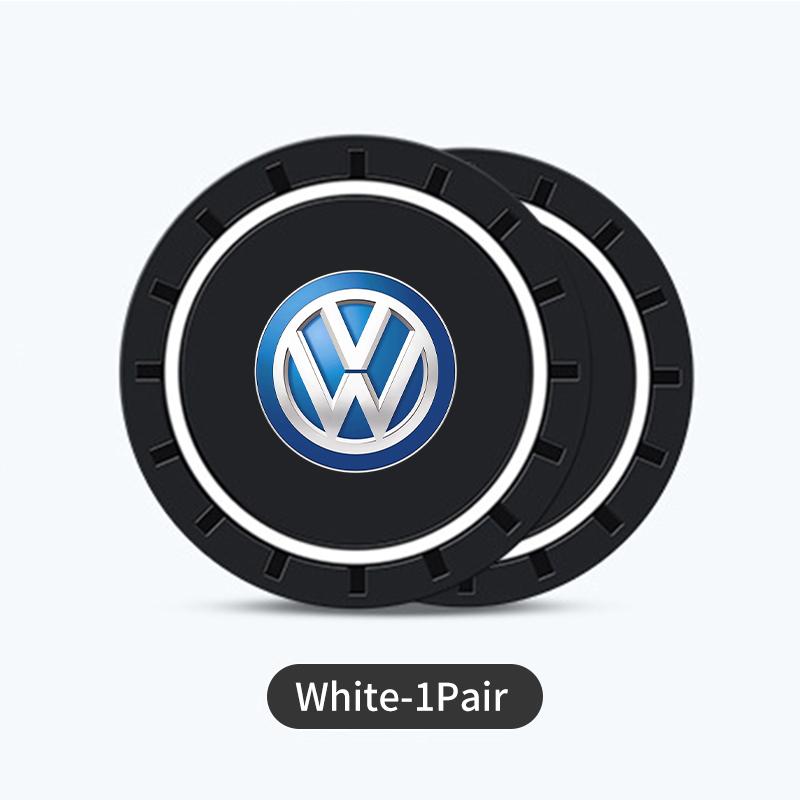 OPQ1 For Volkswagen VW Car Coasters Water Cup Slots Non-Slip Mat Waterproof Drink Pad Scirocco Passat Polo B5 B6 B7 CC Tiguan Sharan