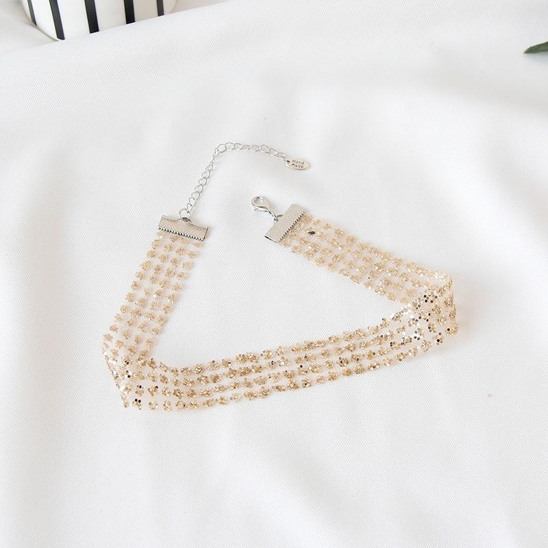 Original handmade fairy chomer sequin gauze necklace short chain neck chain neck collar