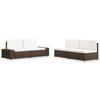 4 Piece Garden Lounge Set Brown Poly Rattan
