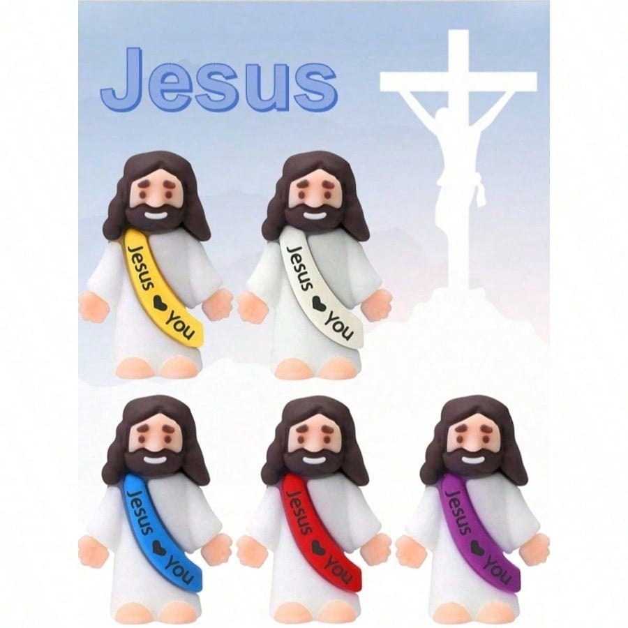 5/10pcs Mini Jesus Doll Jesus Love You Jesus Toys Small Jesus Doll Hide And Seek Sunday Party Favor Gifts,Random Colors,Miniature Jesus,Christian Toys