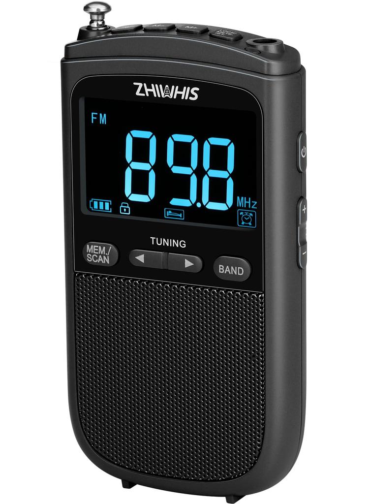 ZHIWHIS Compact Radio with FM Large 900mAh Digital Alarm and Key and DSP Stereo Receiver for Disaster and New Release FM/AM/SW/Wide Support, Screen,