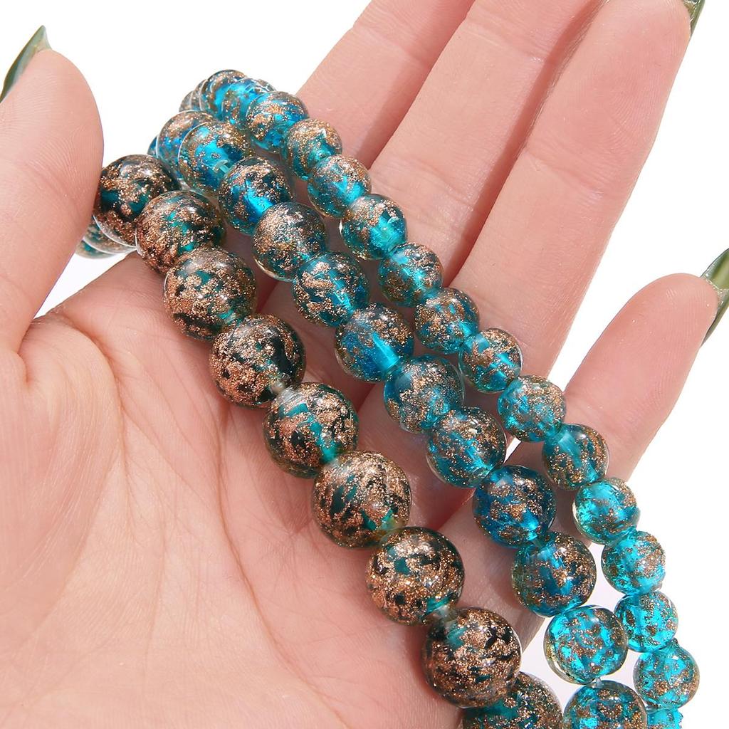 10pcs/Bag Glass Beads Round Ball Handmade Luminous Lampwork Loose Beads for Earring Bracelet Necklace DIY Jewelry Making Findings