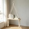 Boho Style Cotton Rope Hanging Wooden Shelf Wall Mounted Floating Rack Nursery Bedroom Decor Storage