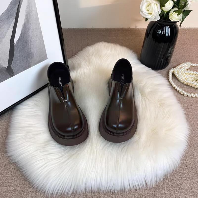 

Женские лоферы на платформе весна и осень 2025 новая ретро толстый каблук Boken одинарная обувь платформа-маффин британский стиль маленькие кожаные туфли 40