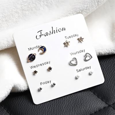 Dames Daily Cosmic Heart pareloorbellen (6 soorten)