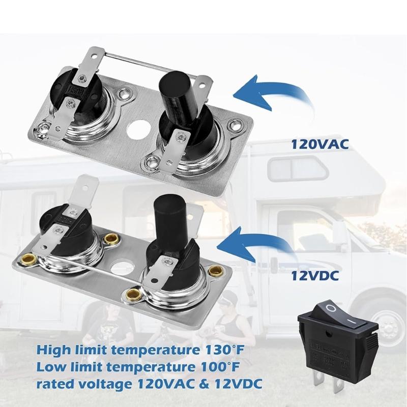 Water Heater Thermostat Limit Switches Kit with 120VAC & 12VDC Temperature Control Easy to Use for Suburban SW Series