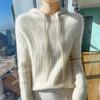 Women's Wool Jacquard Hoodie - Loose Fit Lazy Style, Hooded Pullover Sweater 2025.