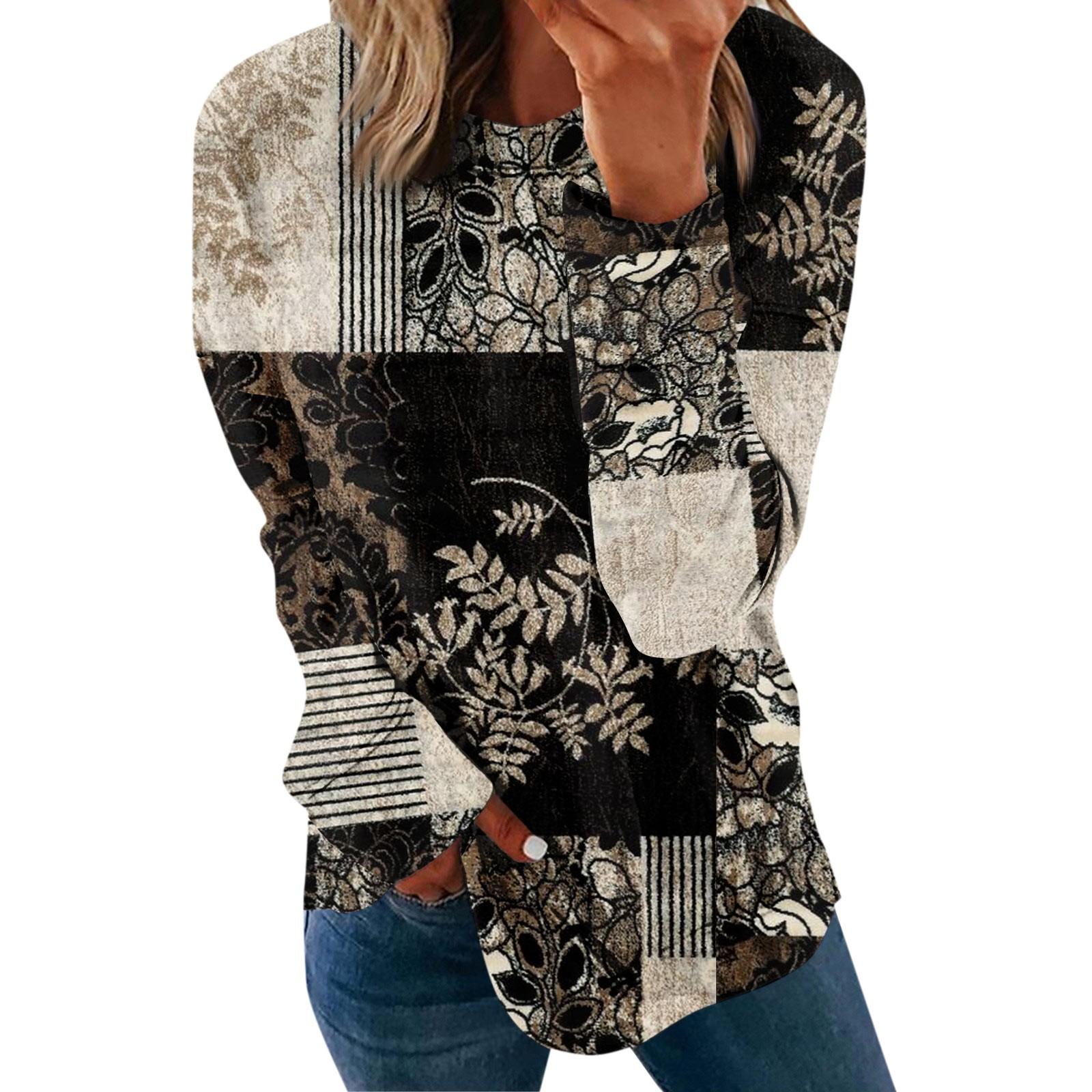 

Long Sleeve Sweatshirt For Women Print Graphic Casual Plus Size Basic Tops Pullover XL