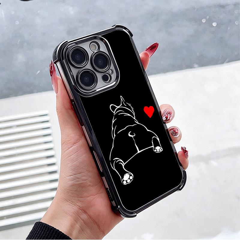 French Bulldog Black Desgin Plating Phone Case For Xiaomi Poco X5 X6 X7 X8 Pro Max F8 Ultra F7 M8 M7 M5S Redmi 15C 15 14C 13C 13