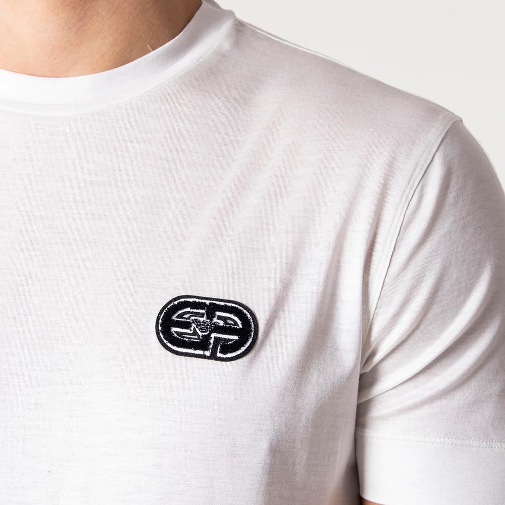 Emporio Armani SS23 Logo Stickerei Einfarbige Rundhals Kurzarm T-Shirt Herren Oberteile Weiß 6K1T72-1JUVZ-101