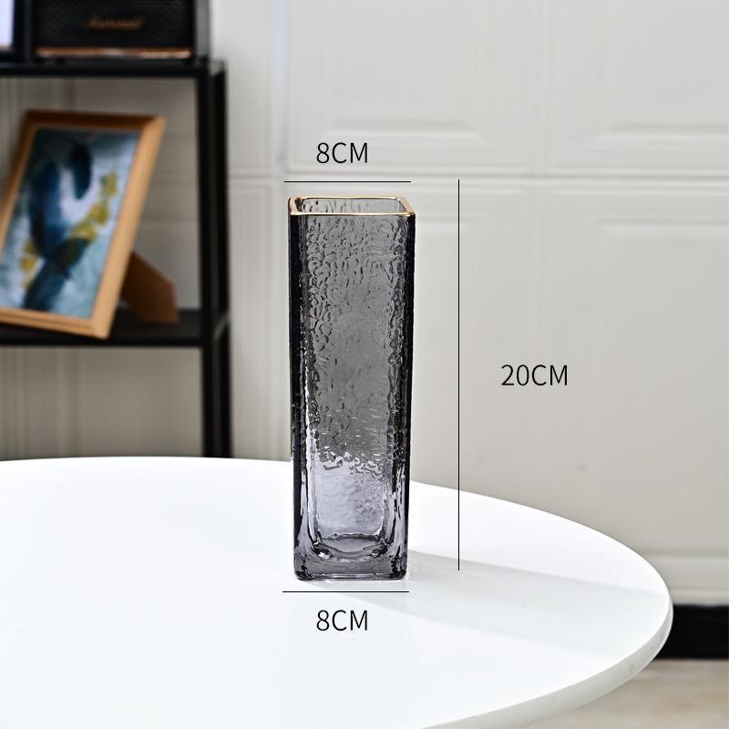 Thickened Square Glass Vase for Fresh Flowers - Elegant Hydroponic Floral Container for Living Room & Dining Table Decor