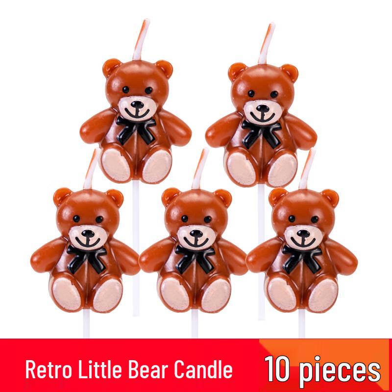 Red Cartoon Bear Birthday Cake Candle