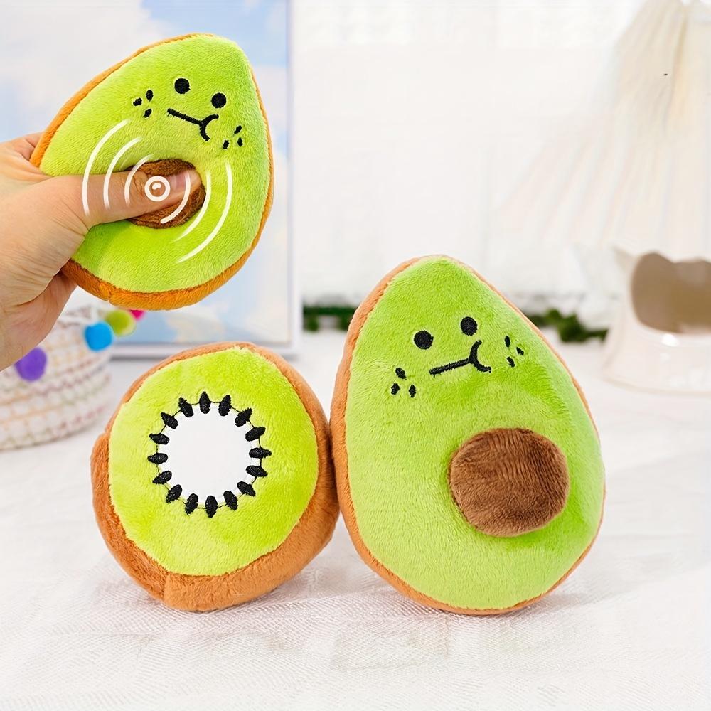 Avocado Shaped Squeaky Pet Toy, Plush Durable Chew Toy for Dogs & Cats, Interactive Sound Dog Toy for All Breed Sizes