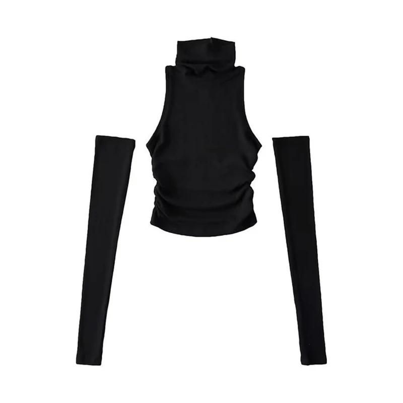 European and American Y2K Women's Sleeves with Exposed Navel Sexy Top