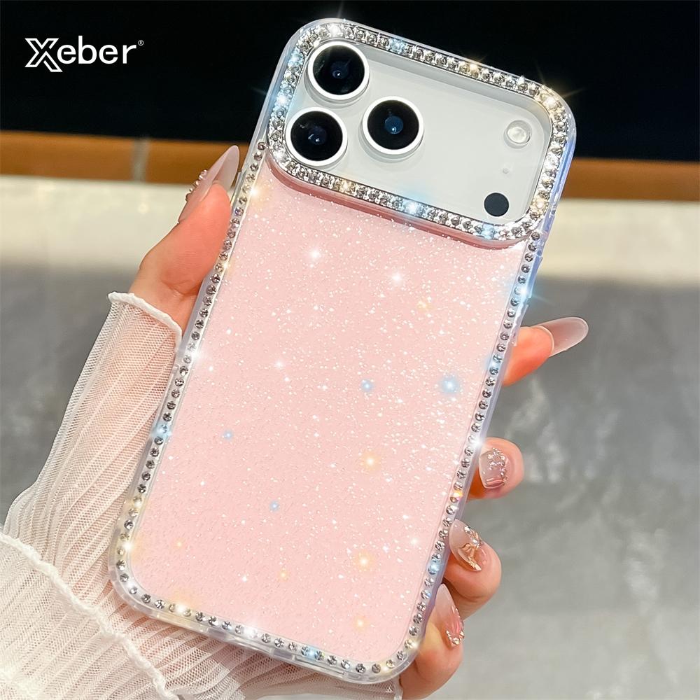 Glitter Shining Diamonds Stars Case For iPhone 17 Air 16 15 14 13 Plus Full Rhinestones Candy Jelly Hard Acrylic Cover