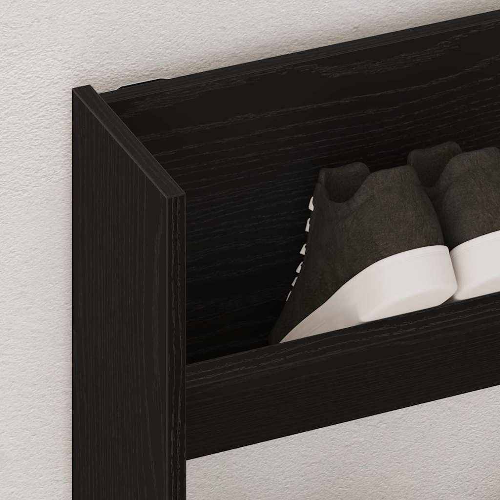 Shoe Cabinet Black Oak Effect 80 x 18 x 90 cm Engineered Wood