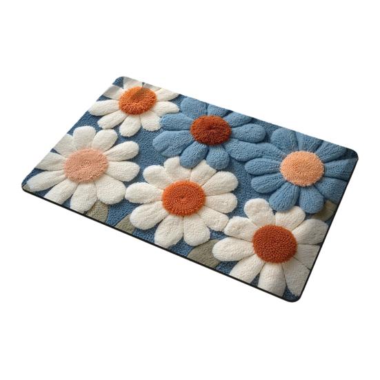 Bodenmatte Schnelltrocknend Lebendige Farbe Blumendesign Rutschfeste Rückseite Teppich Badezimmer Wohnzimmer Fußmatte Heimdekor
