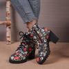 Skull thick heel short boots women wear autumn and winter new fashion high heel front lace-up fashion boots women