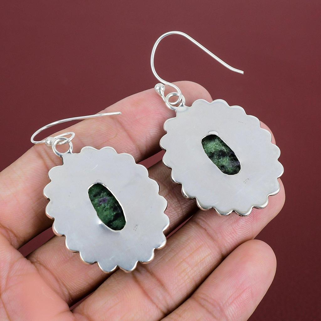 Ruby Zoisite Earring Genuine Gemstone Earrings Handmade Earring Antique Jewelry 925 Sterling Silver Earring Birthstone Earring Gifts For Mom