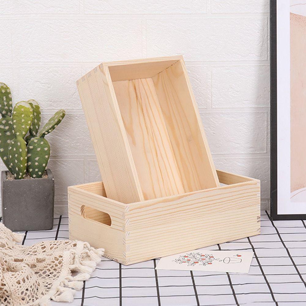 Large Capacity Cabinet Wooden Storage Box Retro Clothing Storage Basket  Desktop Storage Supplies
