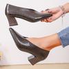 Fashion Fashion Slip-on Block Heel Single Shoes Autumn New Pointed Toe Shallow Mouth Anti-slip Wear-resistant High Heels