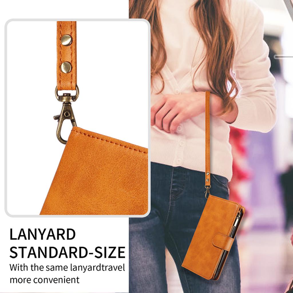 Hochwertige Reißverschluss Kalbsleder Streifen Handyhülle für Iphone16 15 14 Pro Max Plus 13 12 11Pro Mini 7 8 XS Klapphülle, Brieftasche, Kunstleder