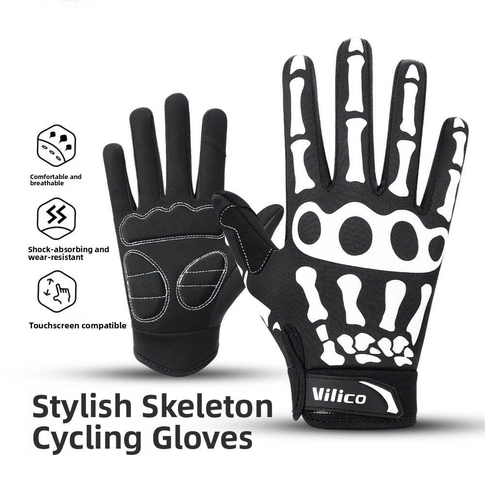 1 Pair Breathable Cycling Gloves Skeleton Design Touchscreen Gloves  Motorcycle Riding