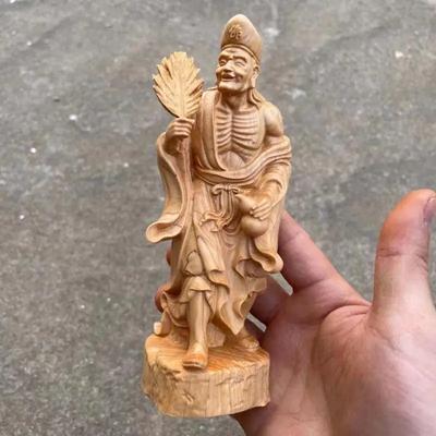 Klippen-Zypressenholz-Schnitzereien Dekorationen Jigong Lebender Buddha Feng Shui Zubehör Exorzismus Wohnzimmer Büro Geschäft Handwerk Geschenke