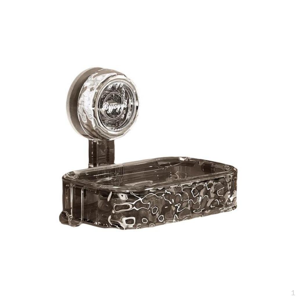 Suction Holder Soap Holder, WallMounted Organizer, No Drain, Bathroom 2Layer Silver