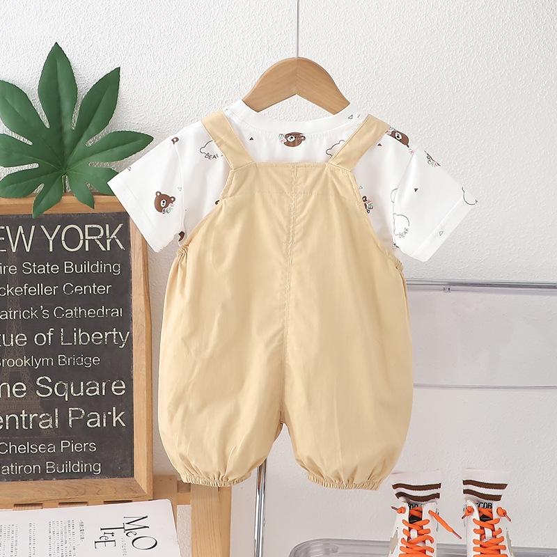 2Pcs/Sets Girls Clothes Set Children Overalls for Girls Boys T-Shirt + Pants Clothes for Girls 3D Cartoon Costume Kids Tracksuits Summer
