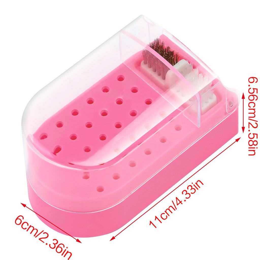 2 in 1 Nagelbohrerhalter Nagelbohrer Reinigungsbürste Etui 30 Löcher Staubdicht Nail Art Bohrer Ständer Display