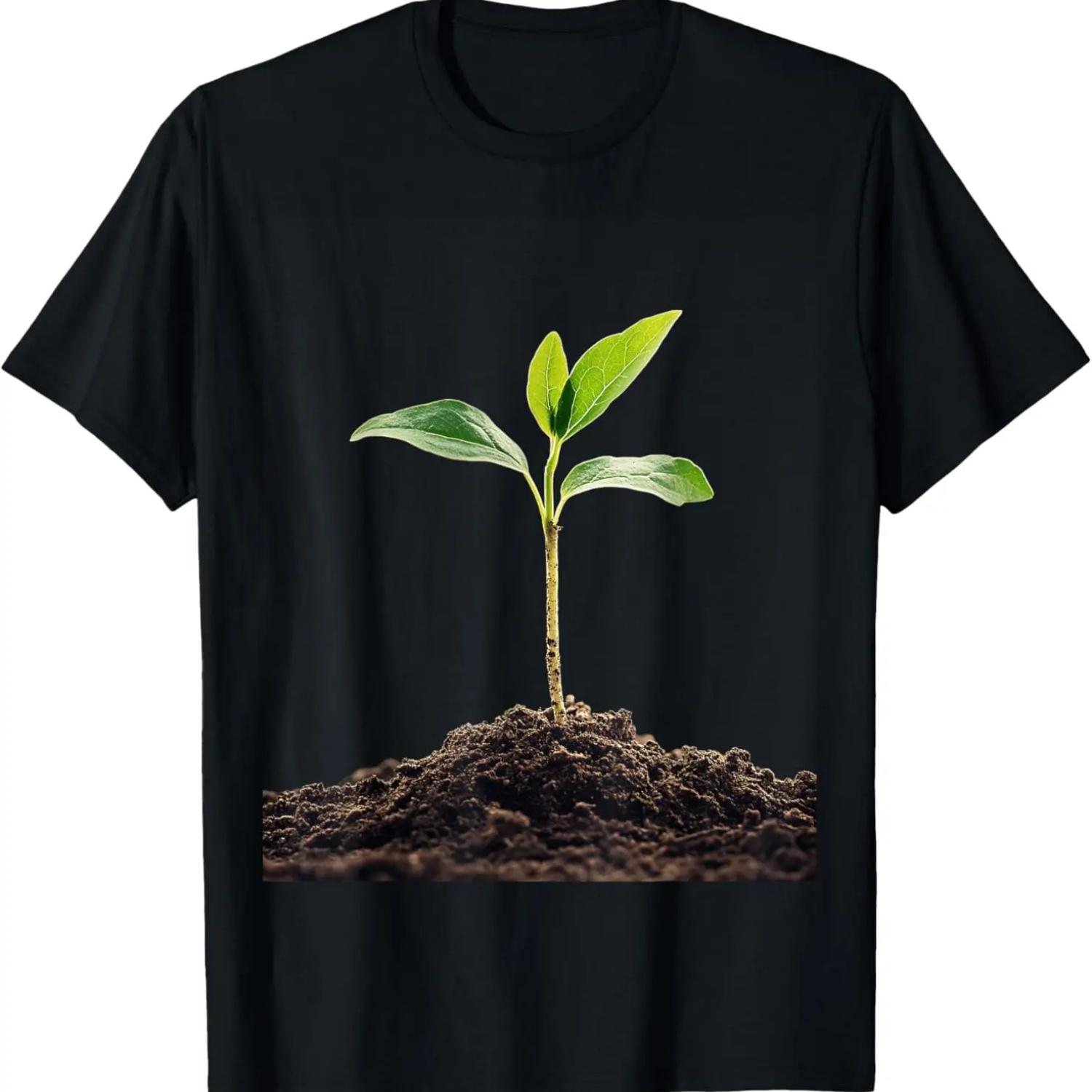 Plant Sprout Against Dark Background Nature T-Shirt S чёрный