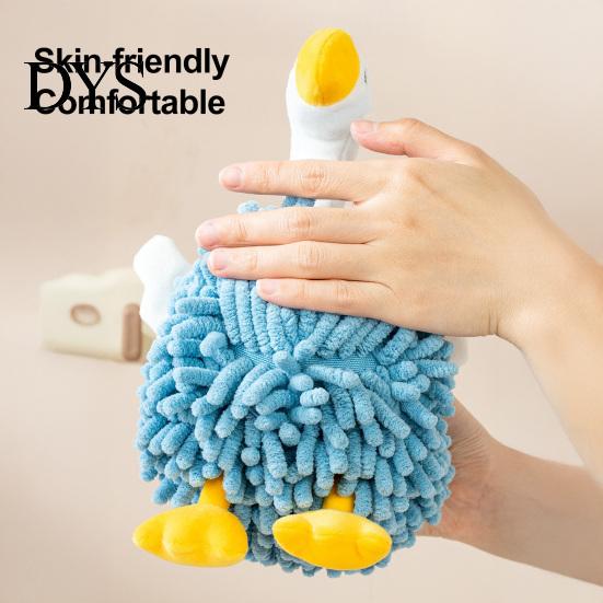 Kitchen And Bathroom Hand Towels Chenille Goose Towel, Soft Cute Fuzzy Hanging Towel for Absorbent Ball Kids Room Lovely Swan Design