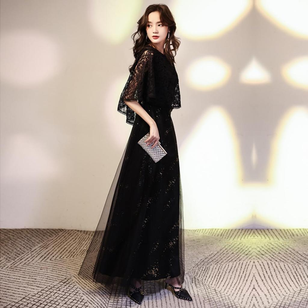 Long Adult Party Dress with Evening Stole Plus Piano Plus XL [MATSUMIZUYU] Dress, Sleeves, Dress, Sparkling, Style, Women's, Graduation, Wedding,